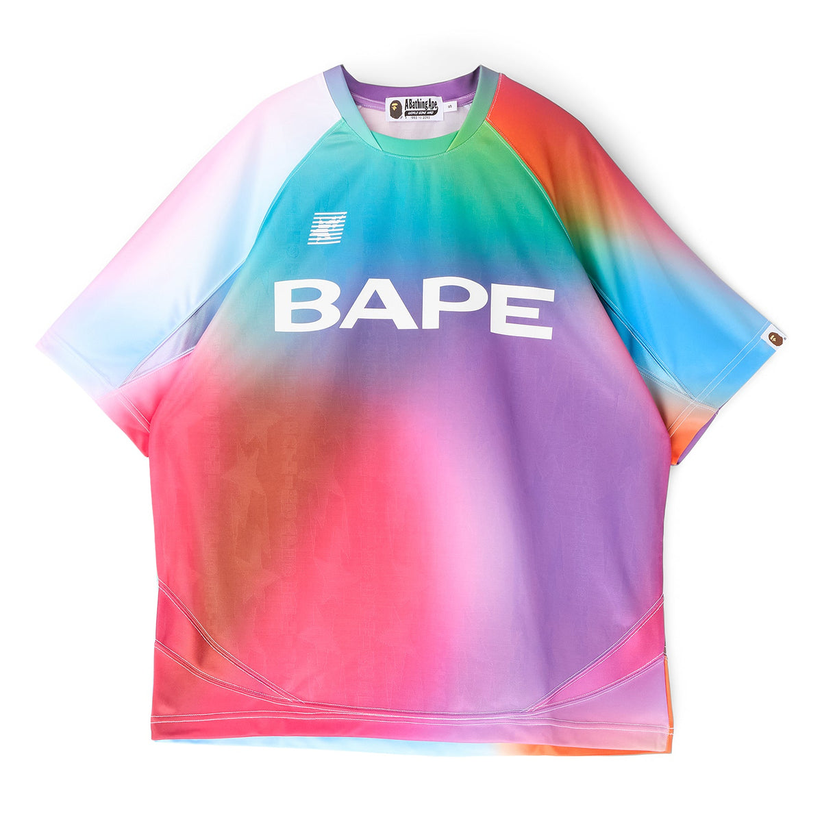 A Bathing Ape Tie Dye Sta Stripe Pattern Relaxed Fit Football Jersey Tee M (Multi)