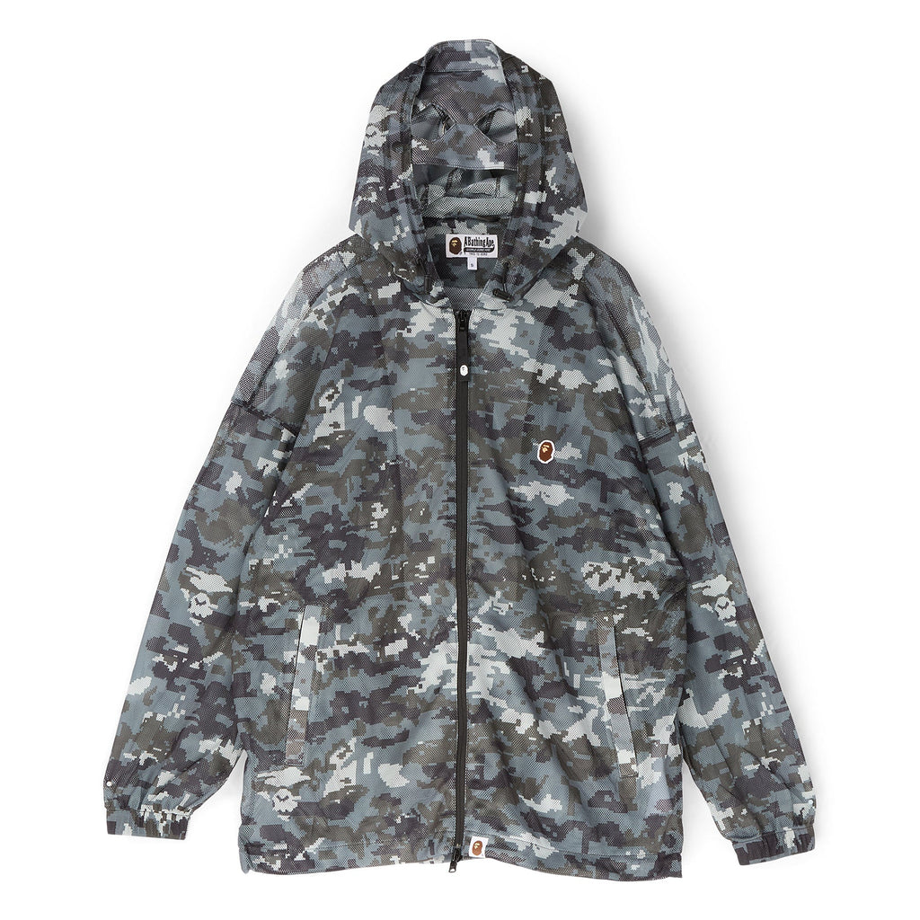 A Bathing Ape Multi Pixel Camo Mesh Hoodie Jacket M (Black)