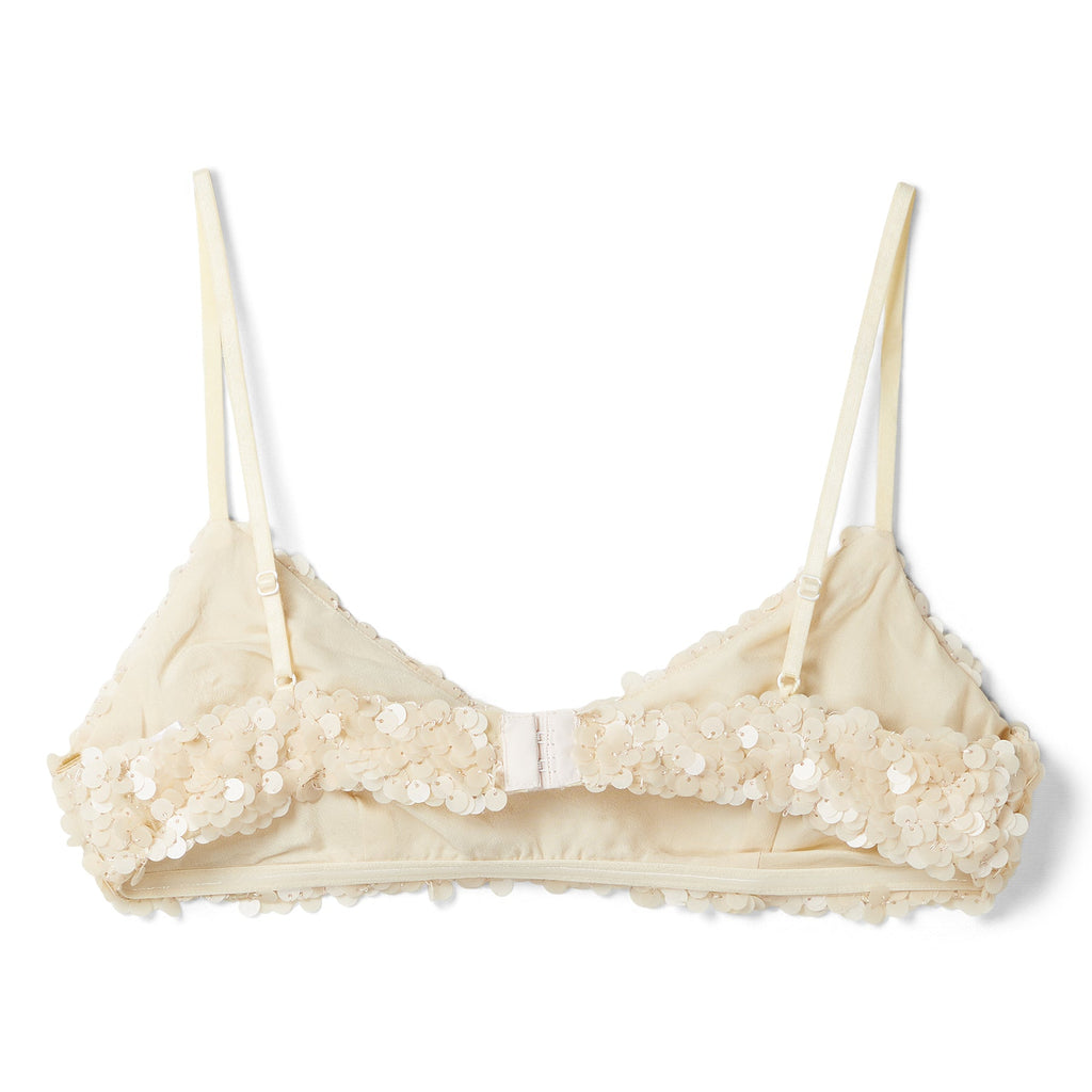 Danielle Guizio Ari Gathered Sequin Top (Ivory)