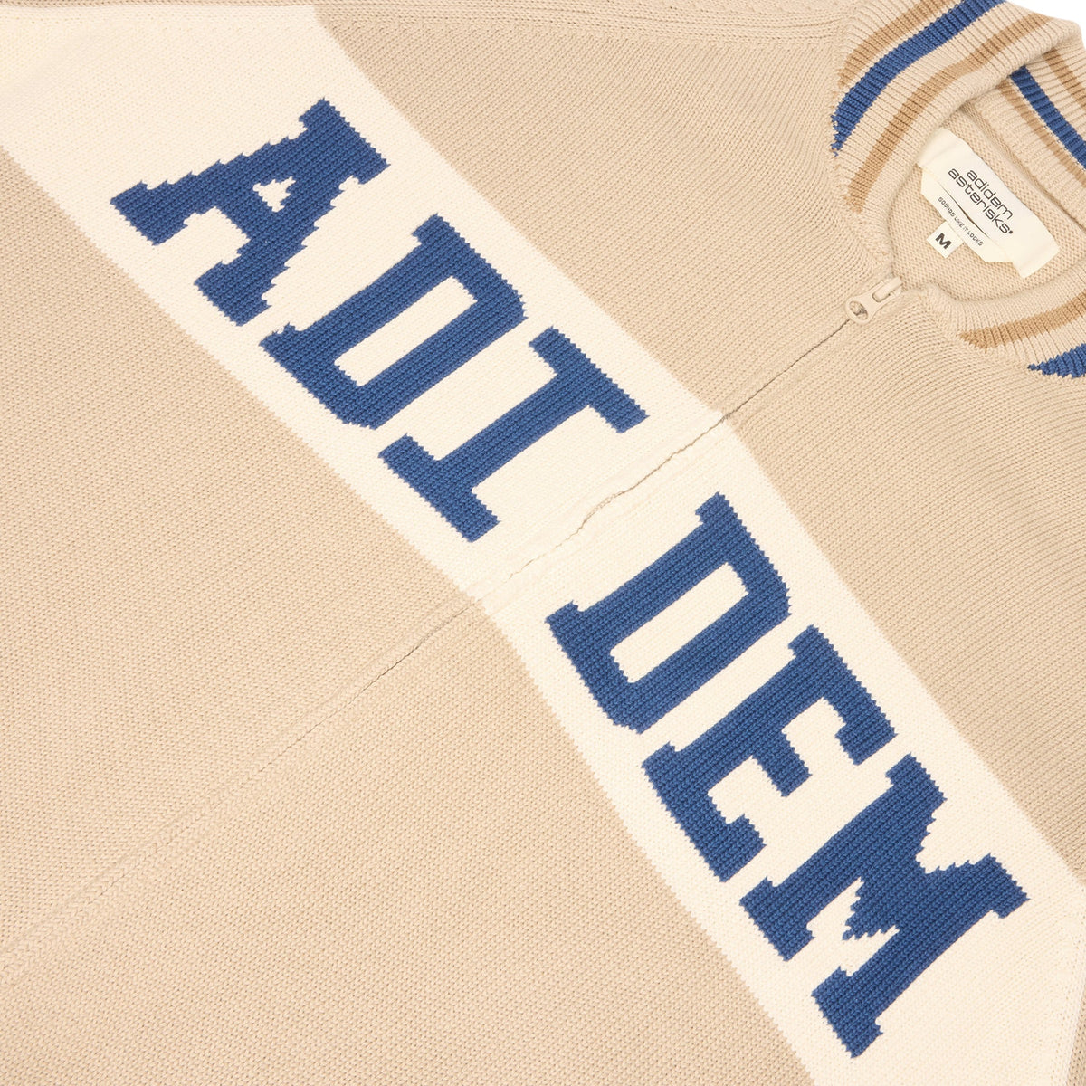 Adidem Asterisks Knit Sport Zip Up Sweater (Beige)