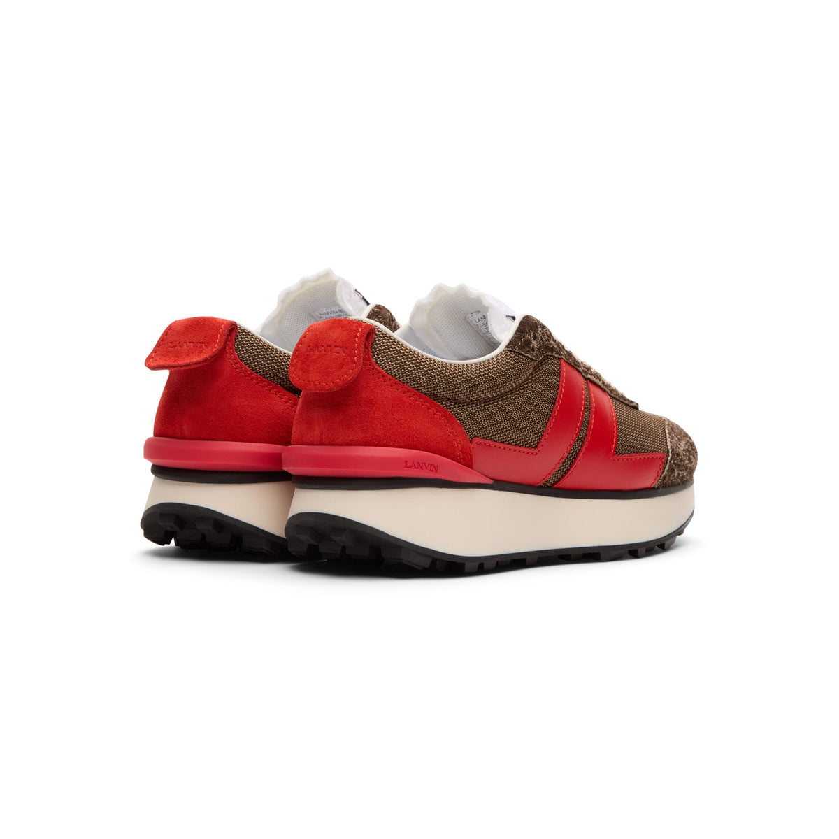 Lanvin Bumpr Mesh Sneakers (Brown/Red)