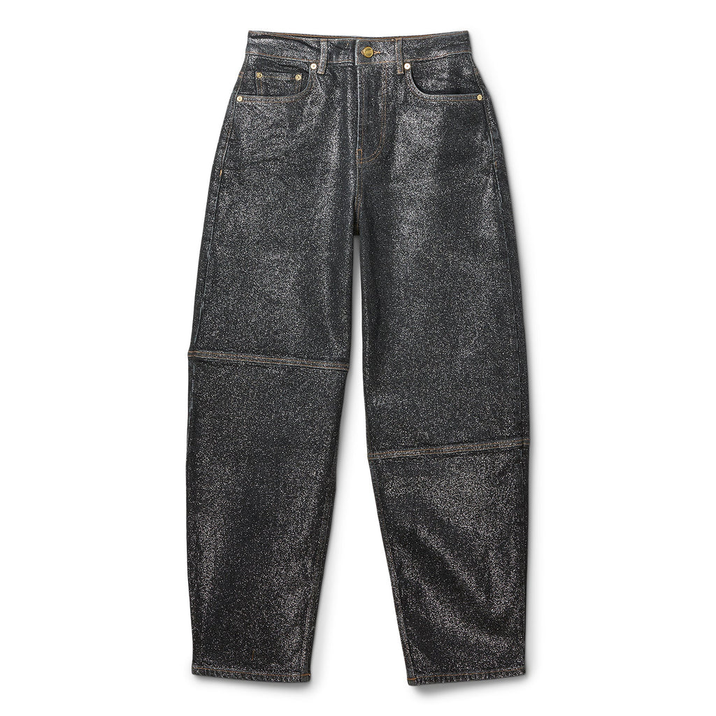 GANNI Shimmery Foil Denim Stary (Washed Black/Black)