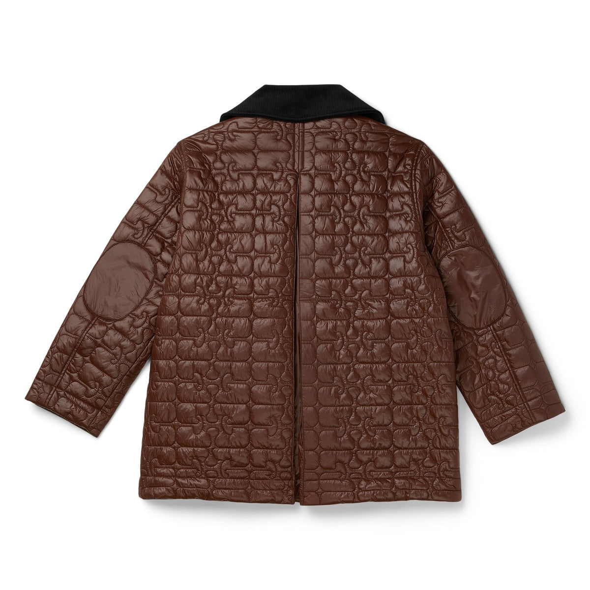 GANNI Shiny Quilt Midi Jacket (Chicory Coffee)