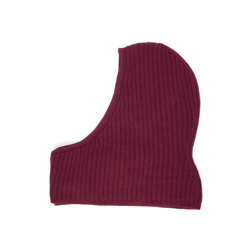 GANNI Wool Mix Knit Balaclava (Burgundy)