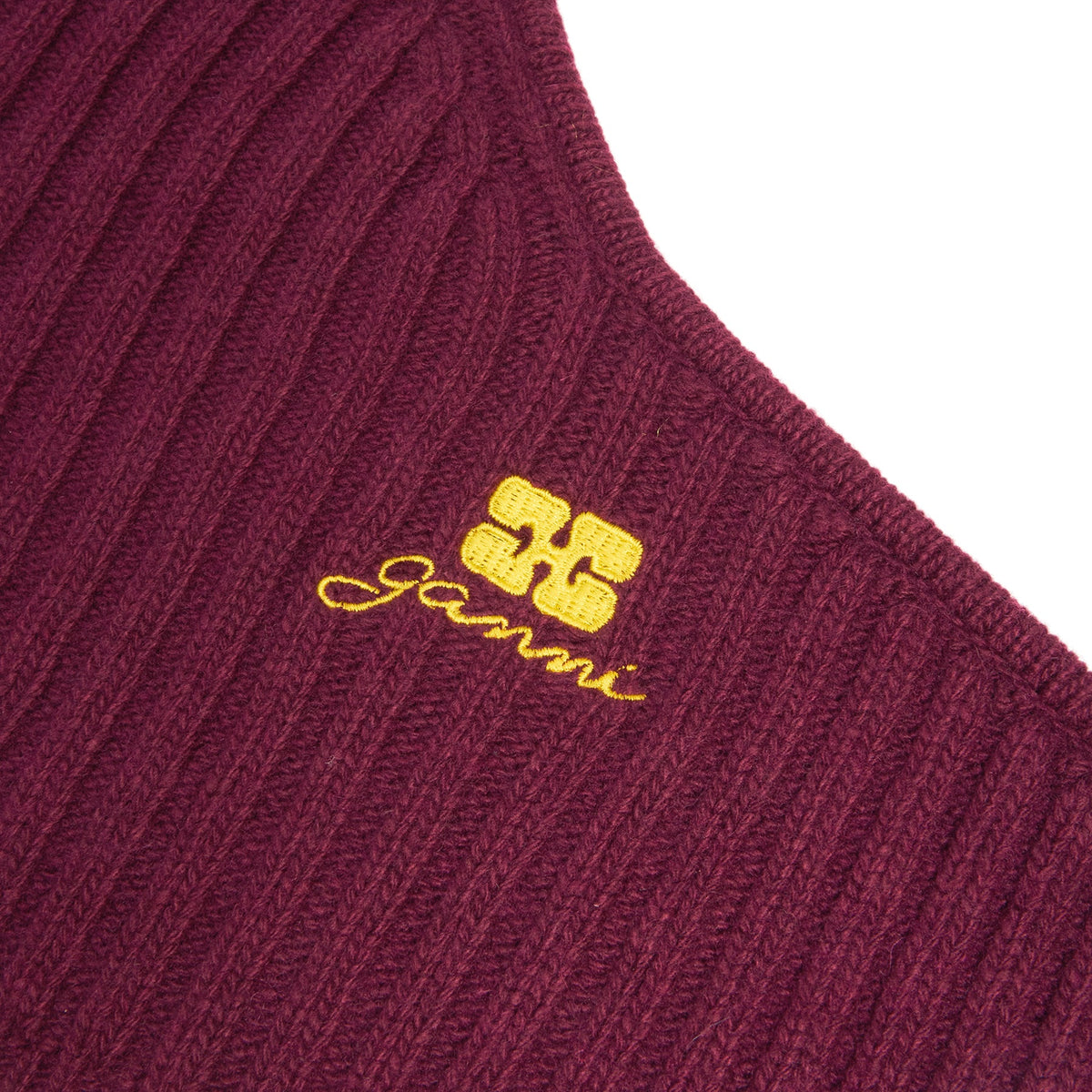 GANNI Wool Mix Knit Balaclava (Burgundy)