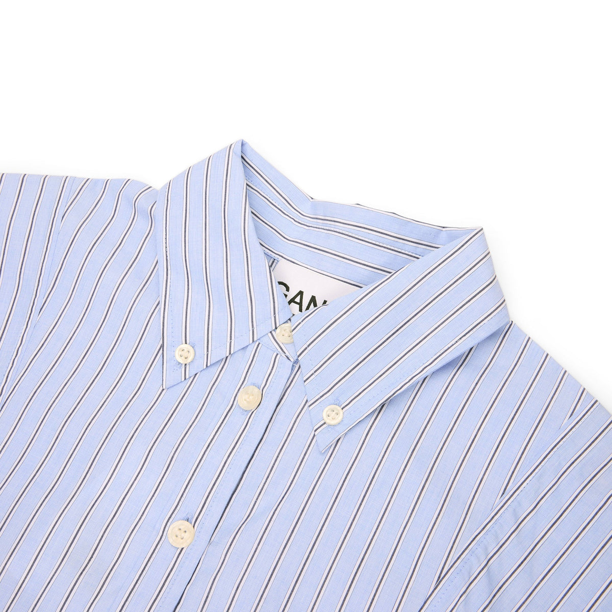 GANNI Stripe Peplum Shirt (Lavender Lustre)
