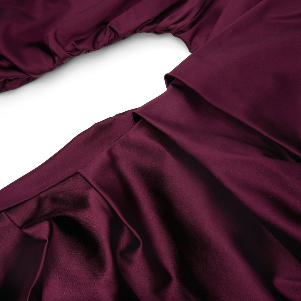 GANNI Satin Ruched Top (Mauve Wine)