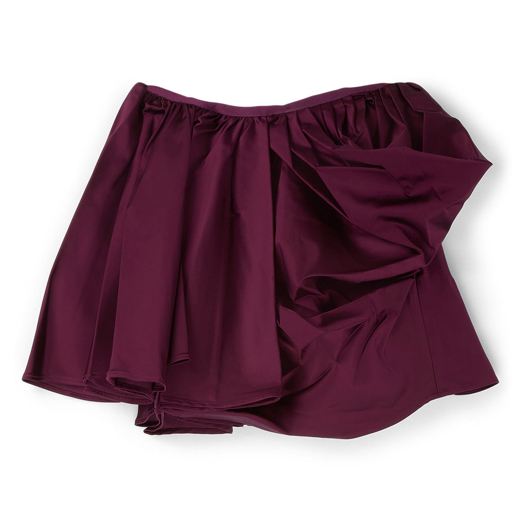 GANNI Satin Draped Mini Skirt (Mauve Wine)