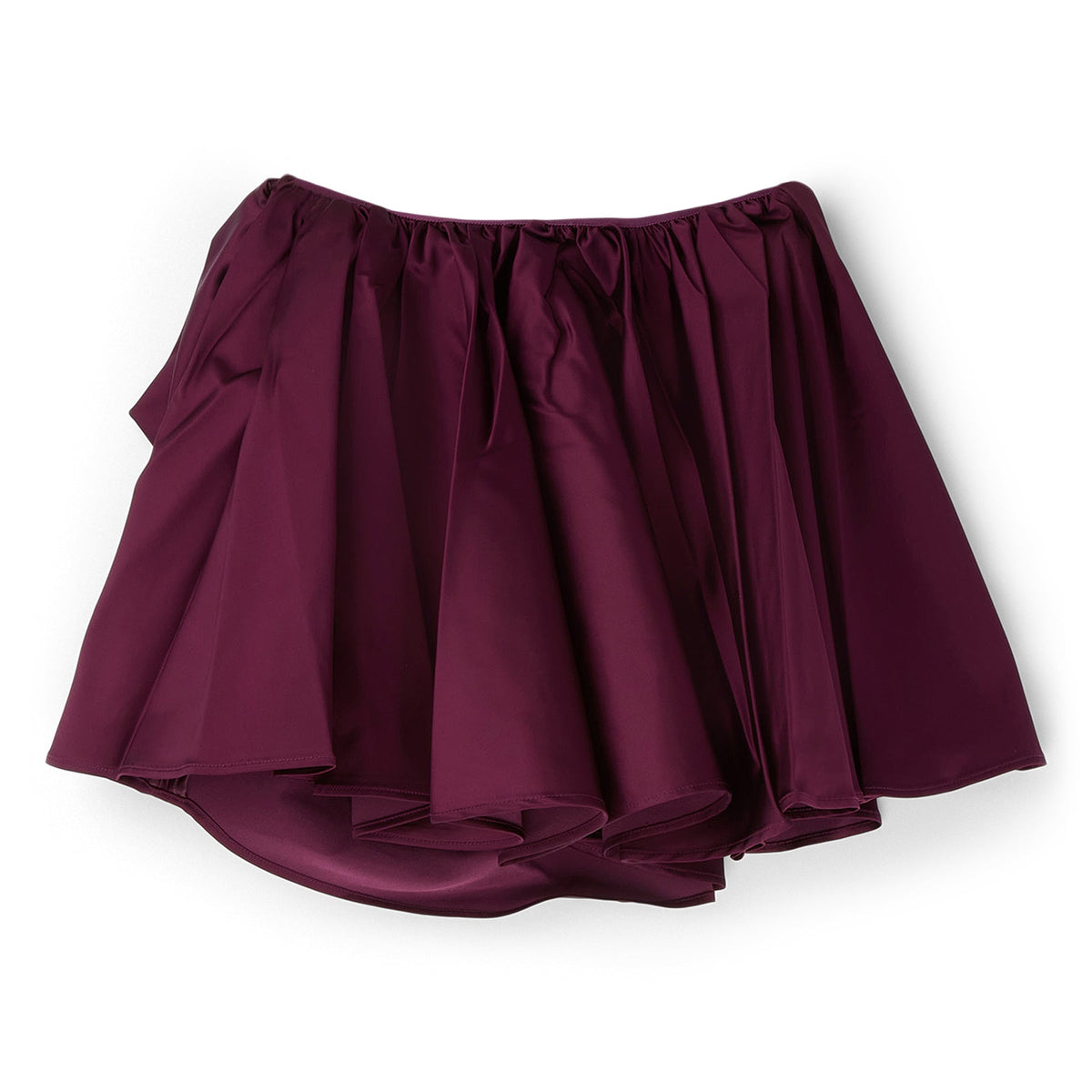 GANNI Satin Draped Mini Skirt (Mauve Wine)