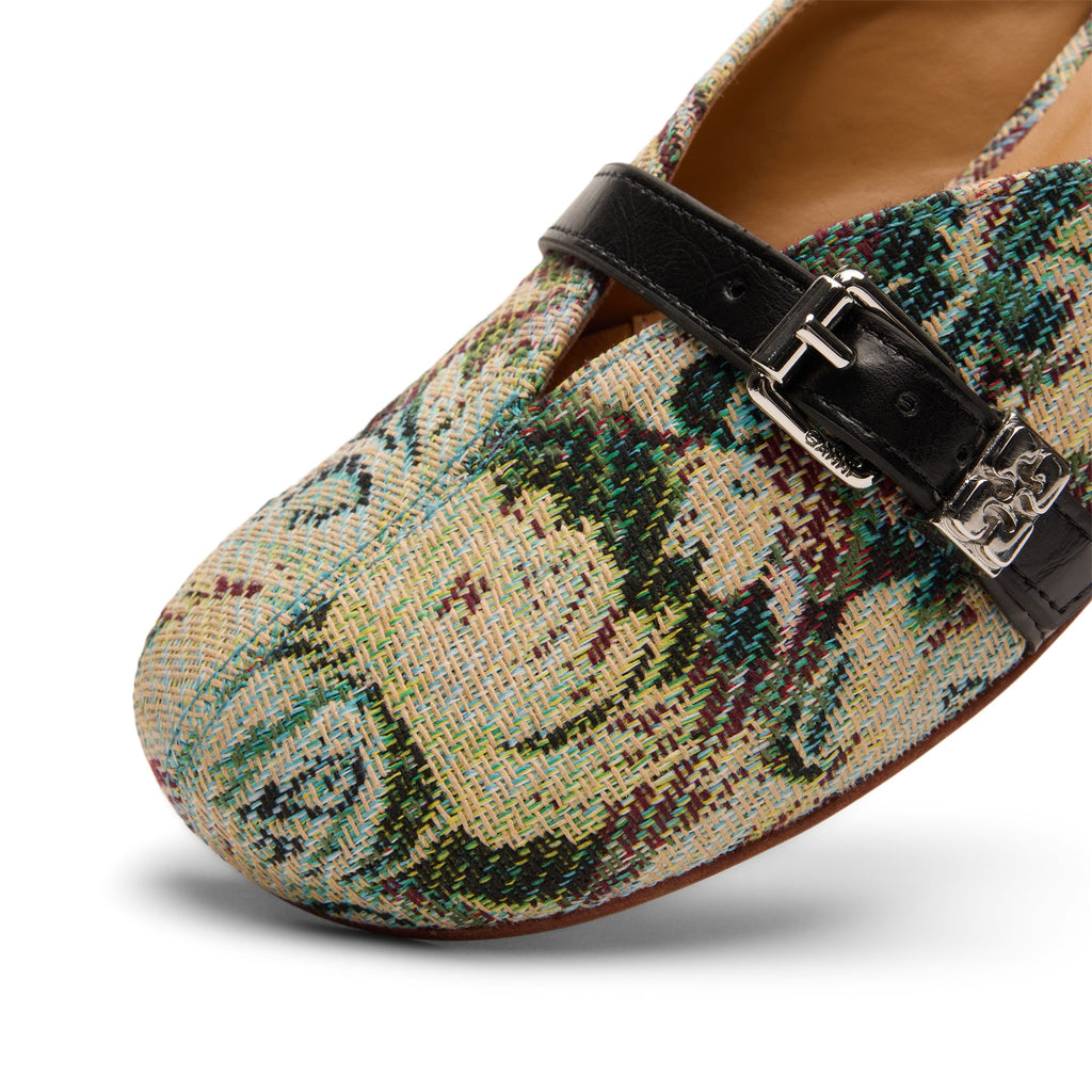 GANNI Sue Heeled Mules Tapestry (Jadeite)
