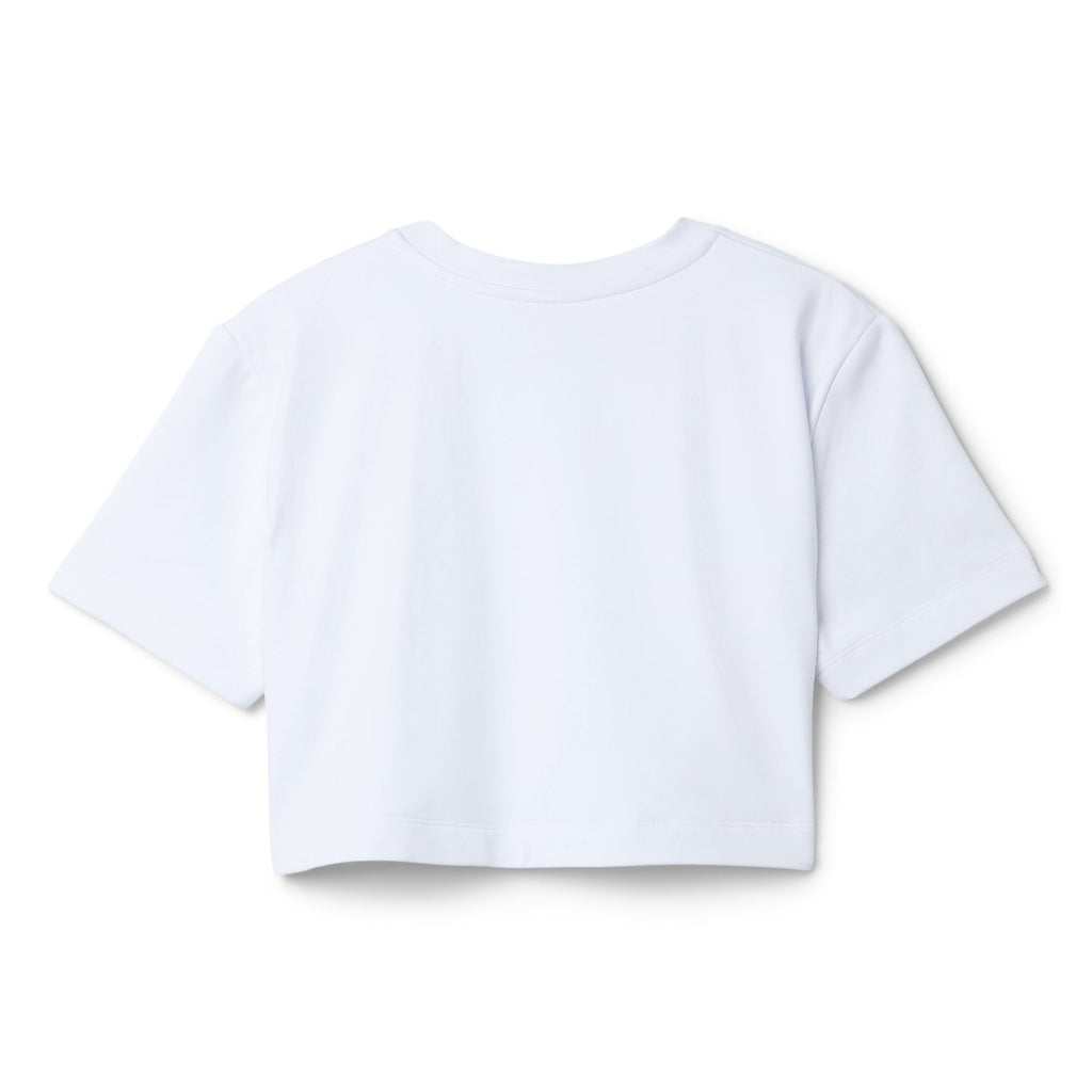 AREA Crystal Rosette Cropped T-Shirt (White)