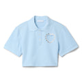 AREA Crystal Heart Cutout Cropped Polo (Baby Blue)