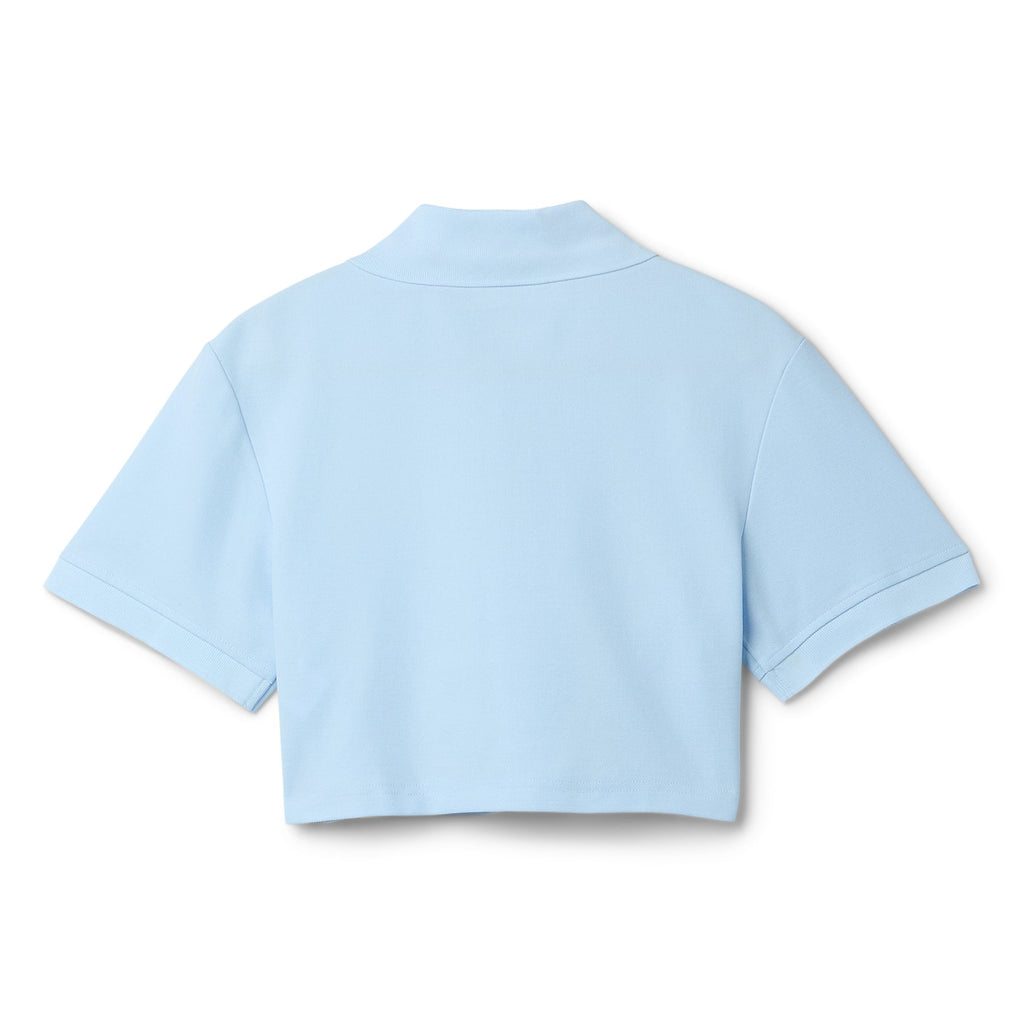 AREA Crystal Heart Cutout Cropped Polo (Baby Blue)