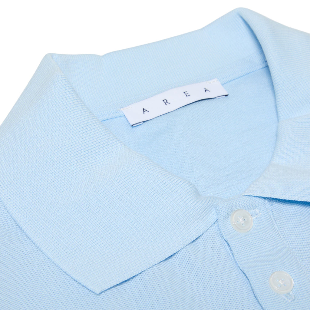 AREA Crystal Heart Cutout Cropped Polo (Baby Blue)