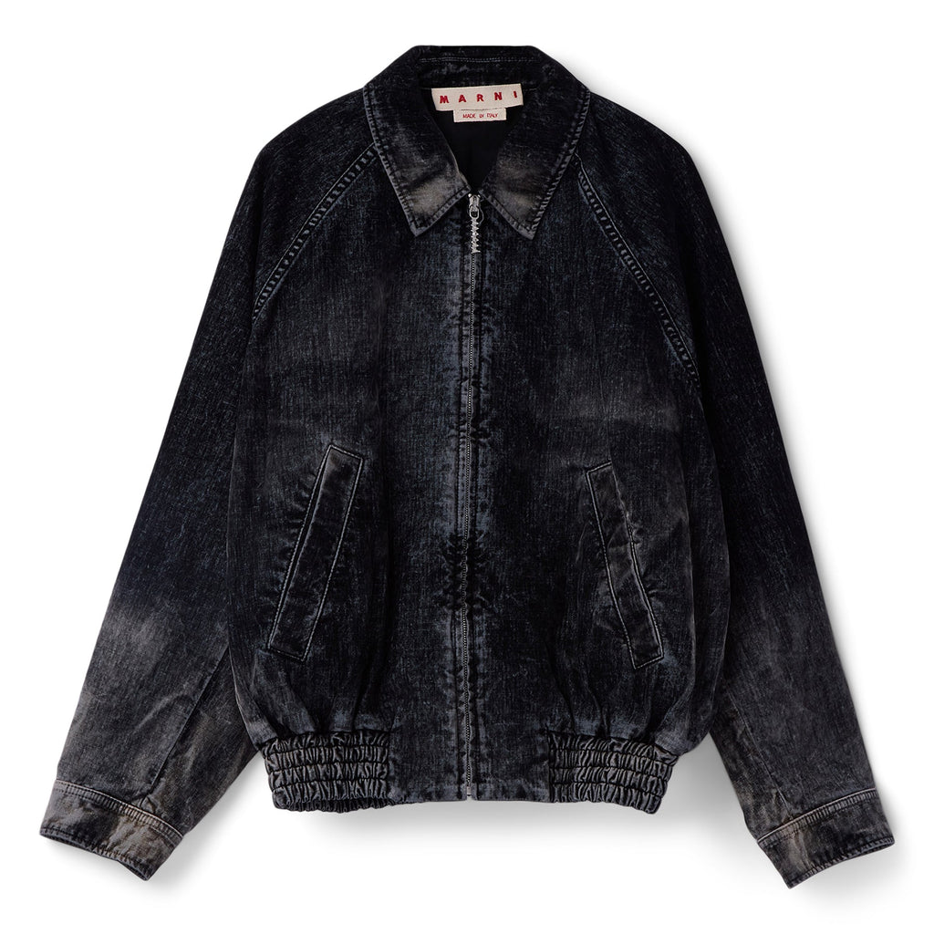 MARNI Flocked Denim Bomber Jacket (Black)