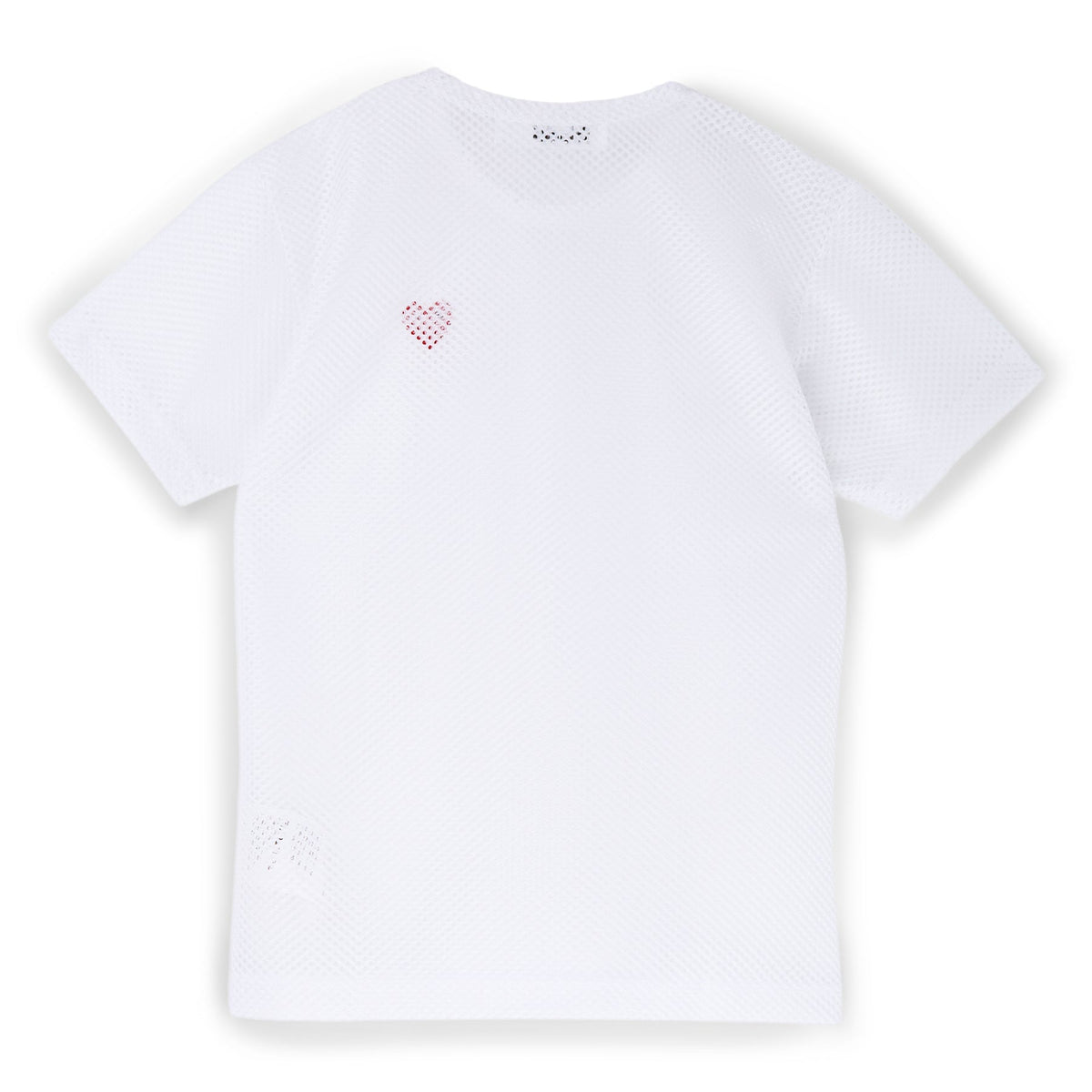 Comme Des Garcons PLAY Mesh Red Emblem T-Shirt (White)