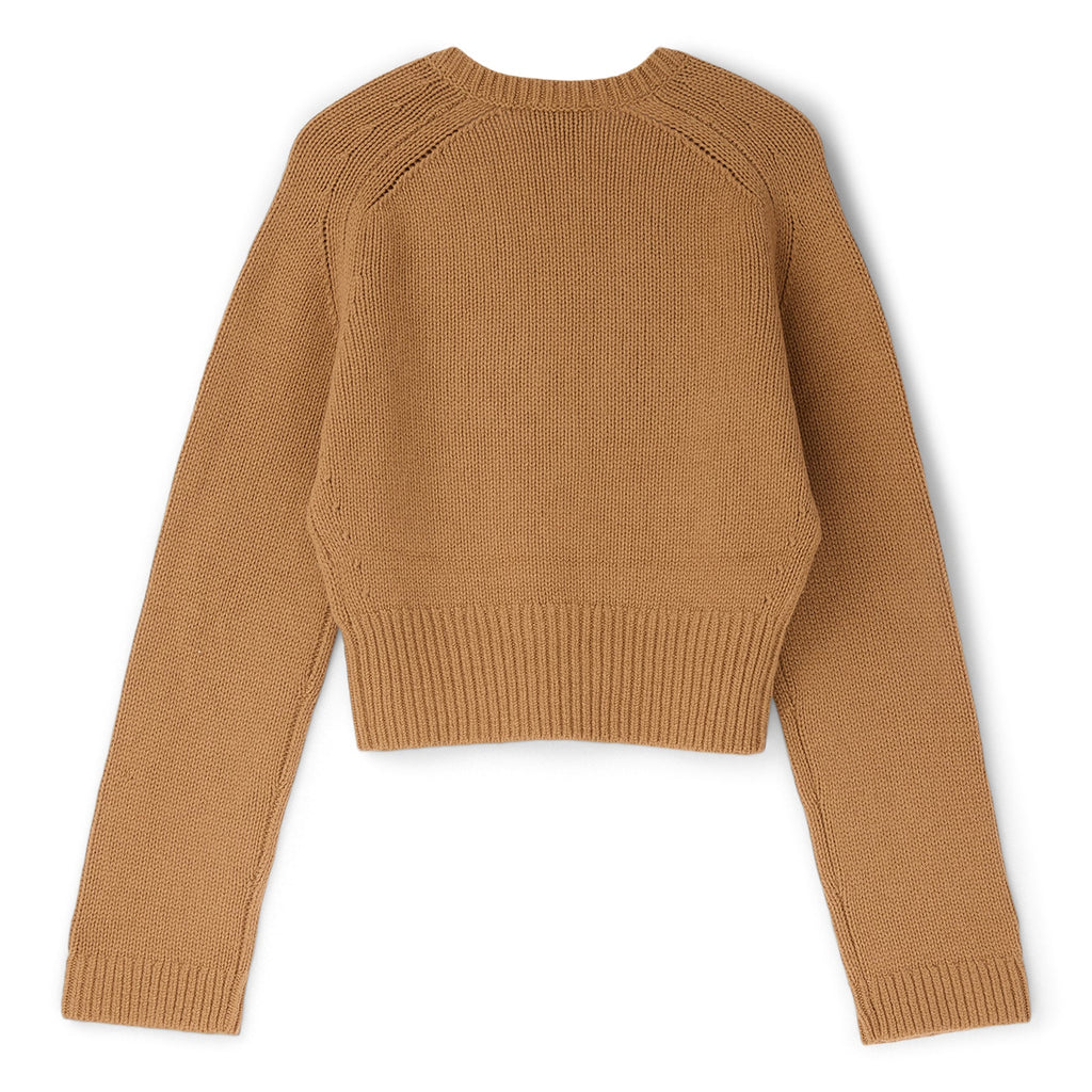 GANNI Wool Yak Mix Deep V-Neck (Tiger's Eye)
