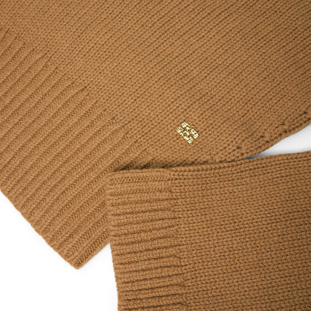 GANNI Wool Yak Mix Deep V-Neck (Tiger's Eye)