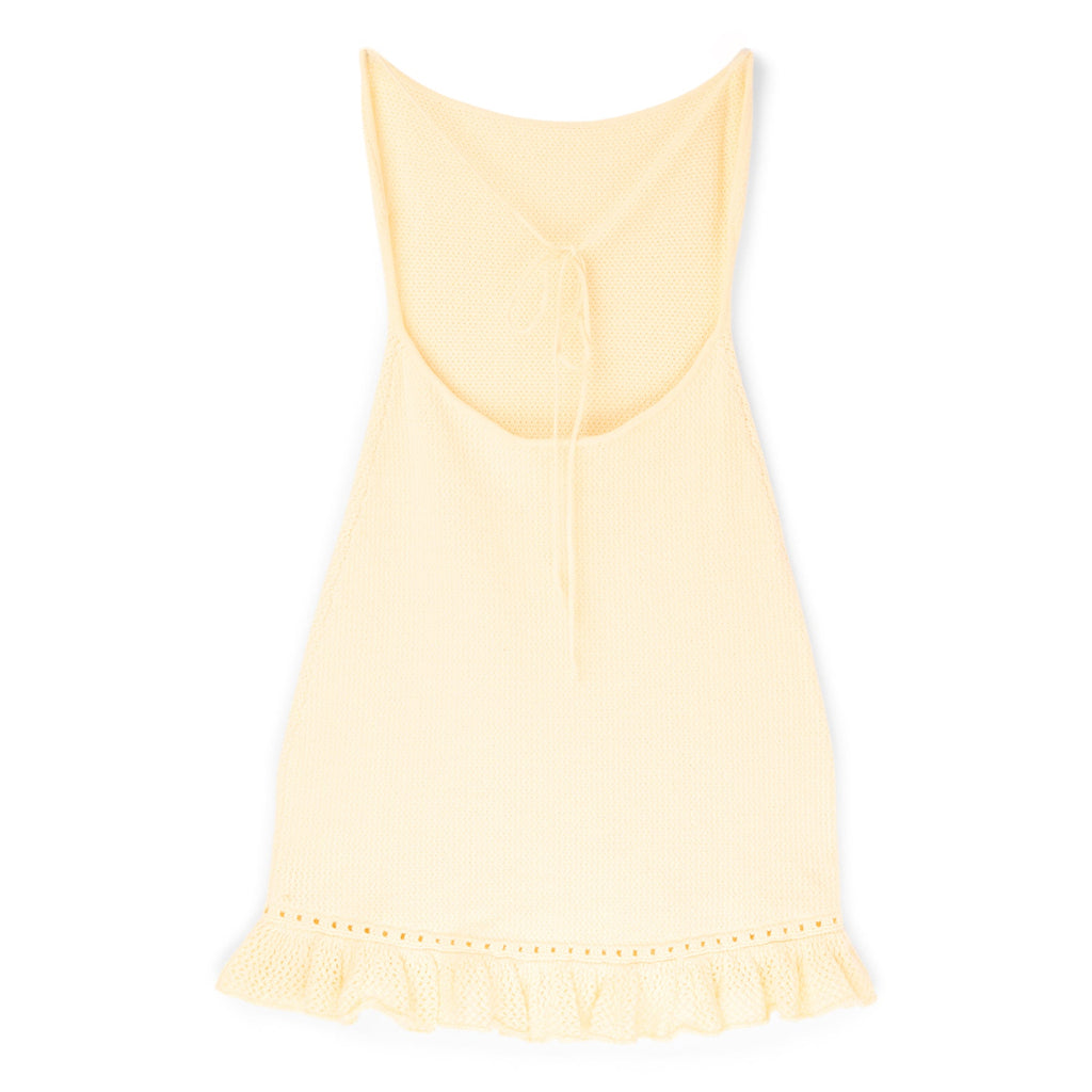 Danielle Guizio Crochet Halter Mini Dress (Honey butter)