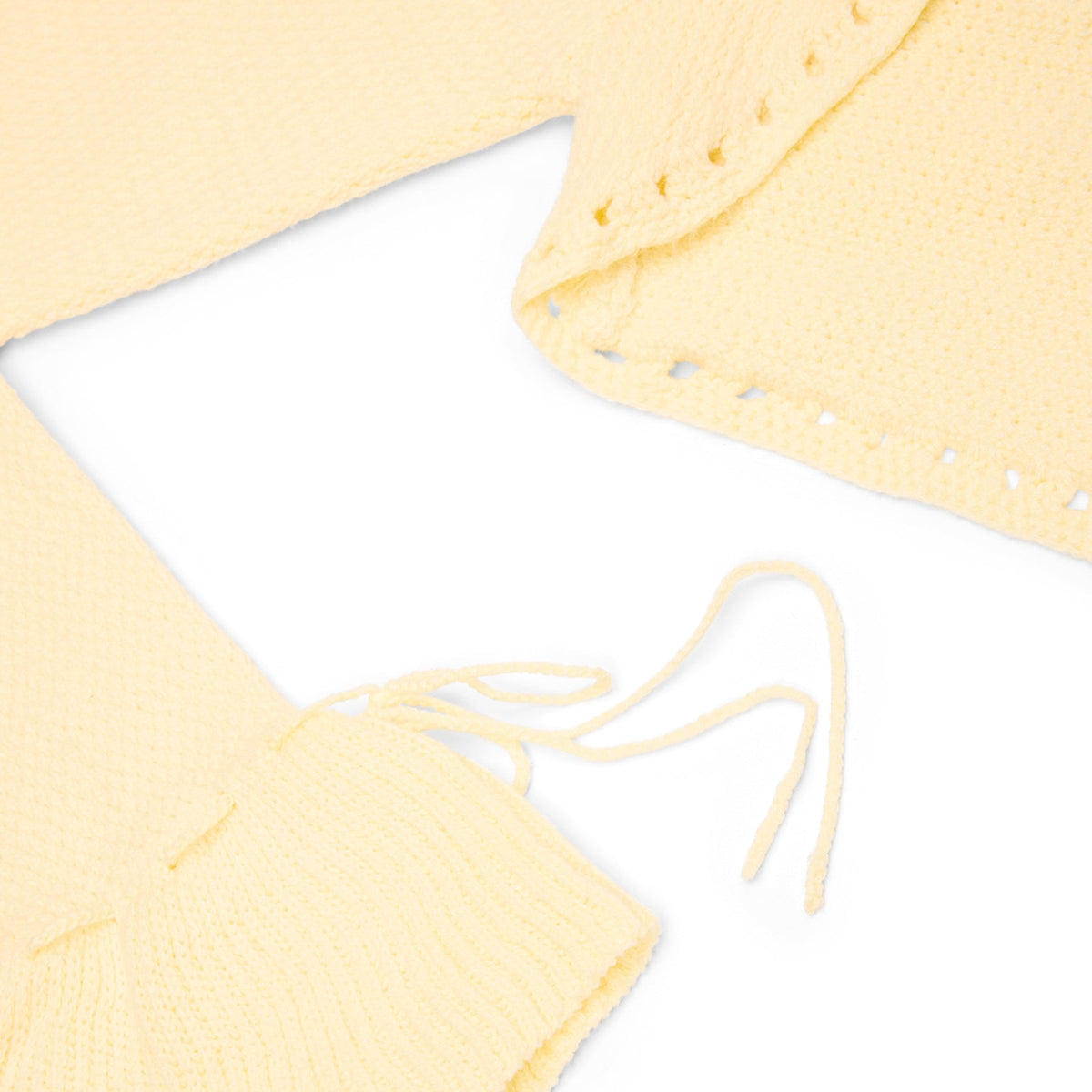 Danielle Guizio Crochet Ruffle Sleeve Bolero (Honey butter)