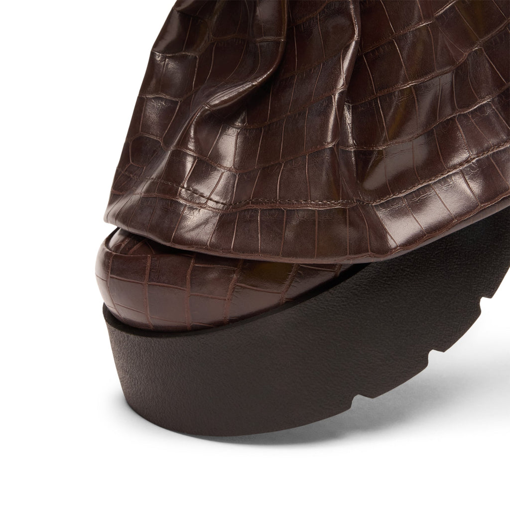 GANNI Kat Croc High Boot (Chocolate Fondant)