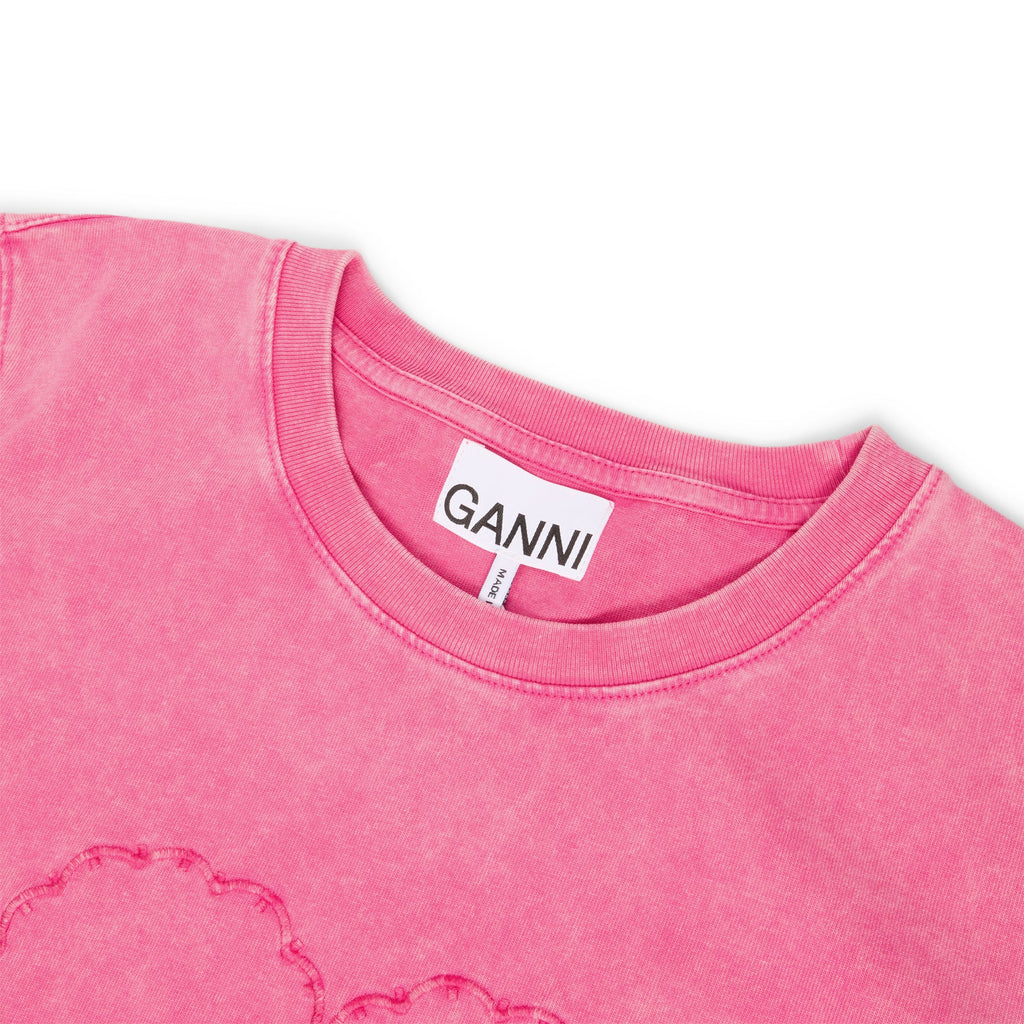 GANNI Heavy Cotton Heart T-shirt (Hot Pink)