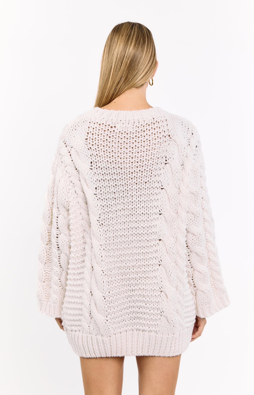 Thursdays Cream Cable Knit Sweater Dress